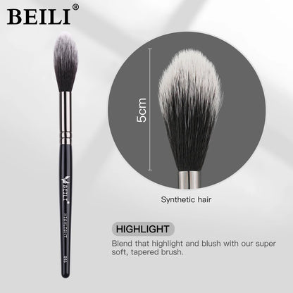 BEILI 1 piece Black Professional Synthetic Makeup brushes Highlighter Blending Blush Eyebrow Eyeliner make up brushes