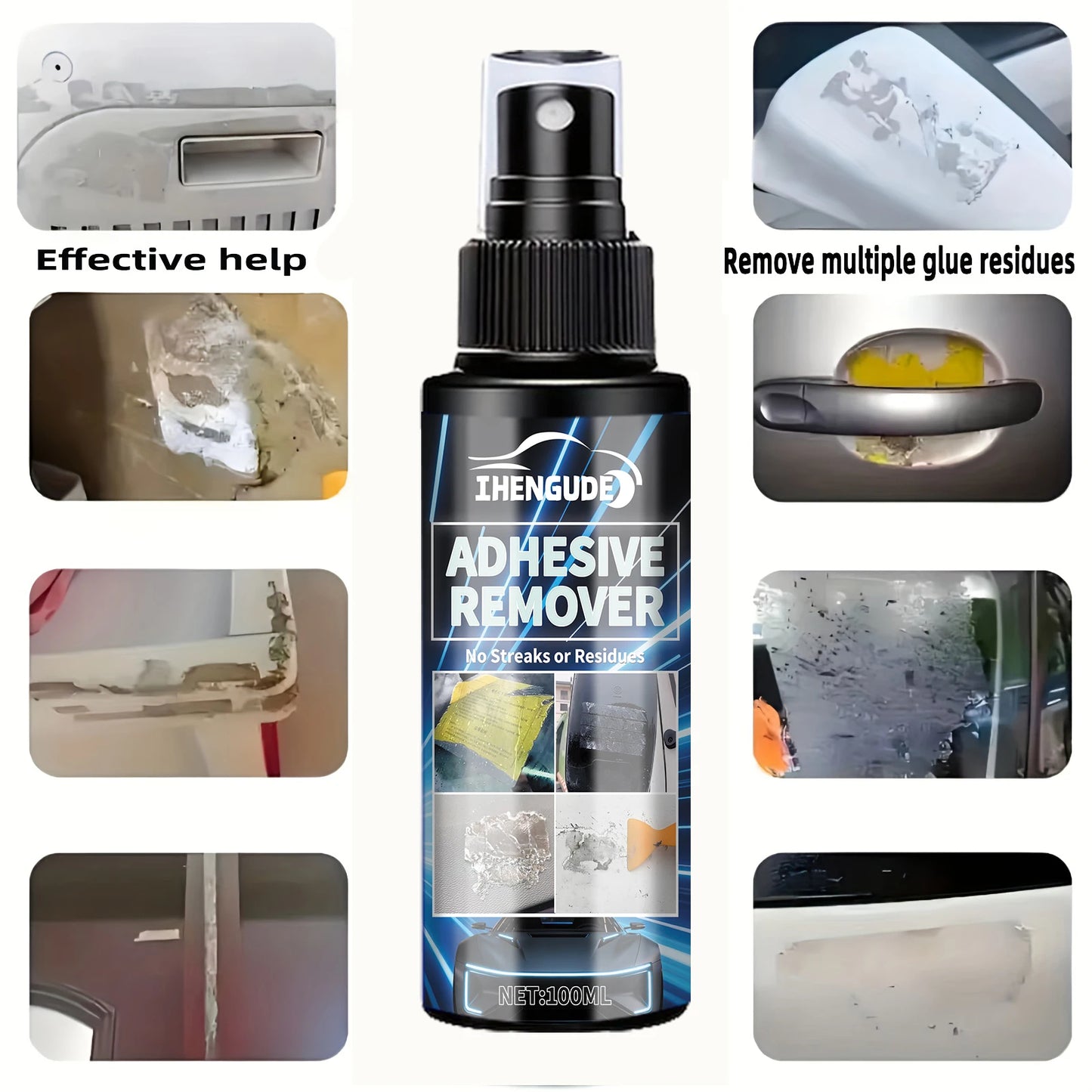 Fast-Acting Adhesive Remover Spray - Leaves No Residue, Can Remove Glue, Stickers, and Sticky Residue from Cars, Furniture, and Appliances - Suitable for a Variety of Surfaces, Easy to Use, No Damage, Furniture Sticker Remove