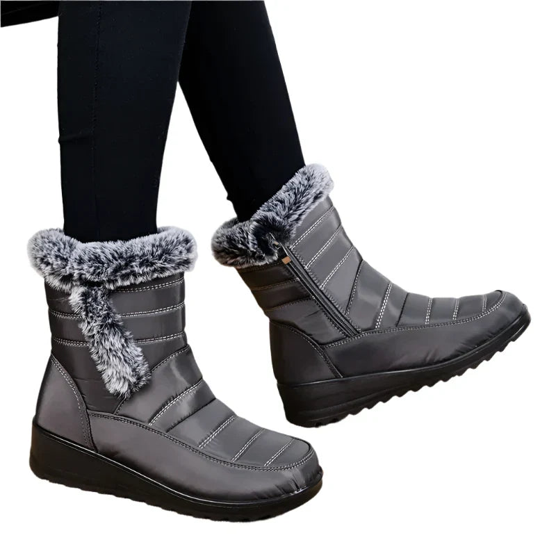 Waterproof Women's Winter Snow Boots 2024 – Warm Faux Fur Ankle Boots, Thick Plush, Non-Slip Cotton Boots for Women