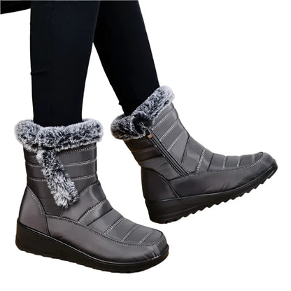 Waterproof Women's Winter Snow Boots 2024 – Warm Faux Fur Ankle Boots, Thick Plush, Non-Slip Cotton Boots for Women