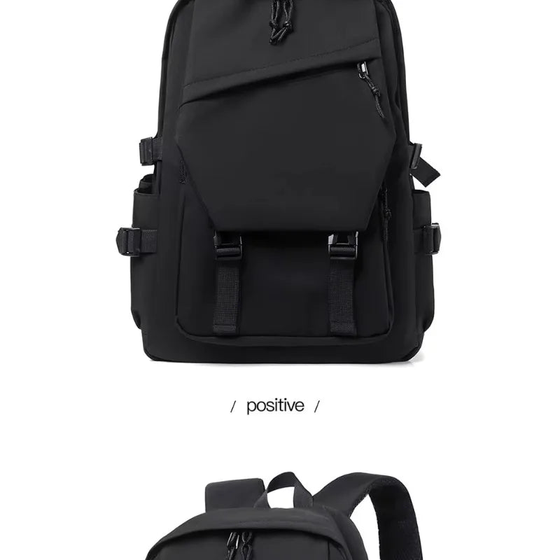 One 15 Inch Polyester Waterproof Solid Color Simple Men's Backpack Fashion Couple Student Computer Backpack