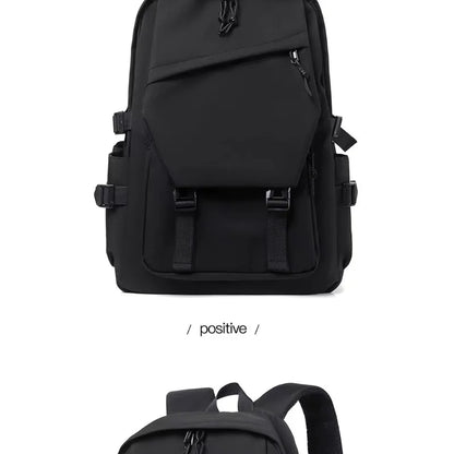 One 15 Inch Polyester Waterproof Solid Color Simple Men's Backpack Fashion Couple Student Computer Backpack