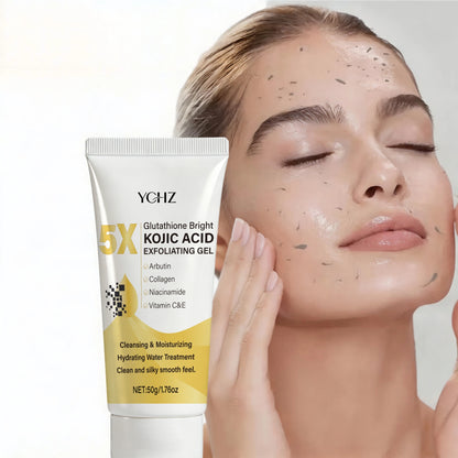 Kojic Acid Deep Cleansing Exfoliating Gel, Evens Out Skin Tone, Eliminates Dark Spots and Dullness, Long-Lasting Moisturizing and Pore-Cleansing - Non-Greasy, Suitable for Both Men and Women - Whitening and Moisturizing, for