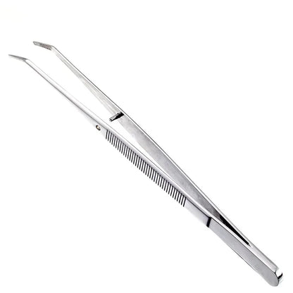 Stainless Steel Tweezers, with Curved Serrated Tip Multipurpose Tweezers Sewing Machine Tweezers Forceps for Craft Repairing