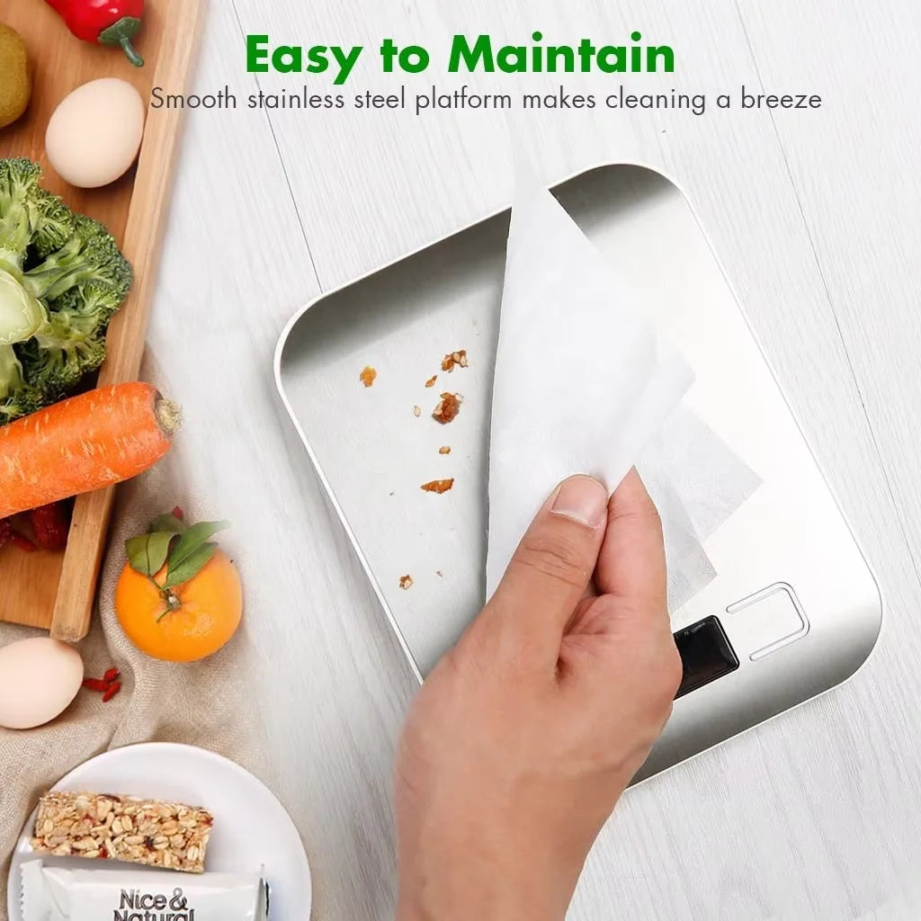 5kg/1g Multifunction Electric Digital Kitchen Food Scale LCD Display, High Precise Waterproff Measuring Scale Stainless Steel