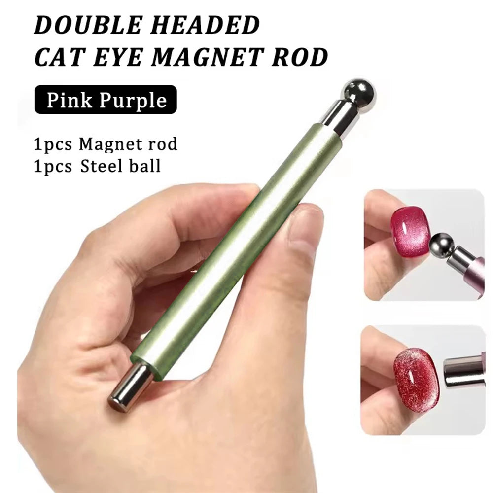 LINMANDA 3 In 1 Dual Headed Cat Eye Nail Art Magnetic Stick Multifunctional Nail Art Magnet Design Tool Suitable for Home DIY