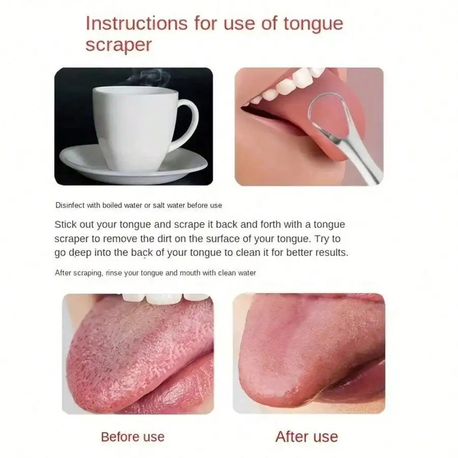Non-slip Handle Tongue Scraper Portable Single Layer Tongue Scraper Reusable Stainless Steel Oral Mouth Brush Case Tongue Clean