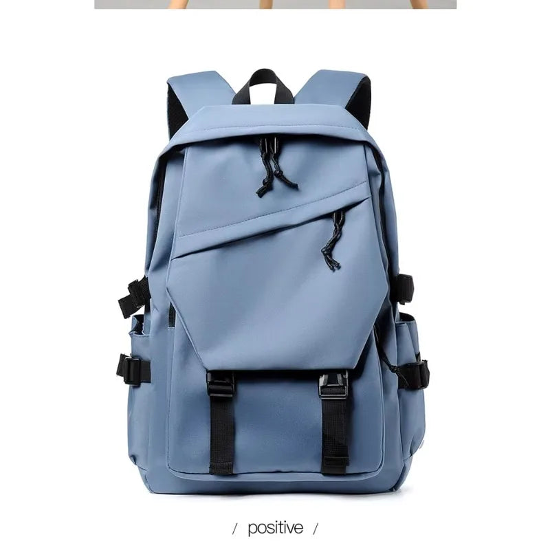 One 15 Inch Polyester Waterproof Solid Color Simple Men's Backpack Fashion Couple Student Computer Backpack