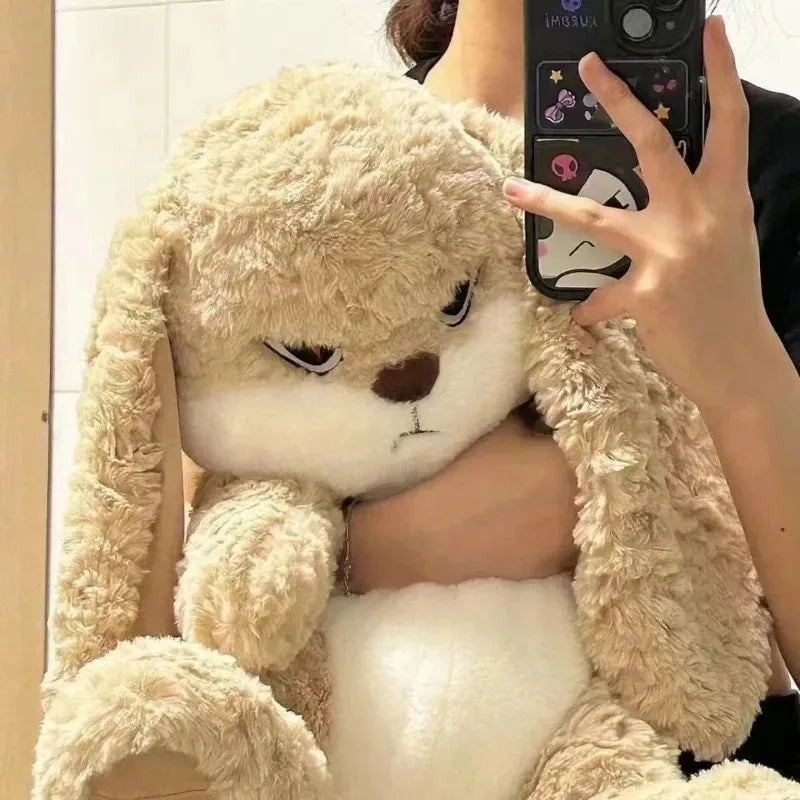 42CM Angry Rabbit Large Size Long Ear Plush Toy Cute Animal Plushie Doll Kawaii Soft Stuffed Model Room Decor Birthday Gifts