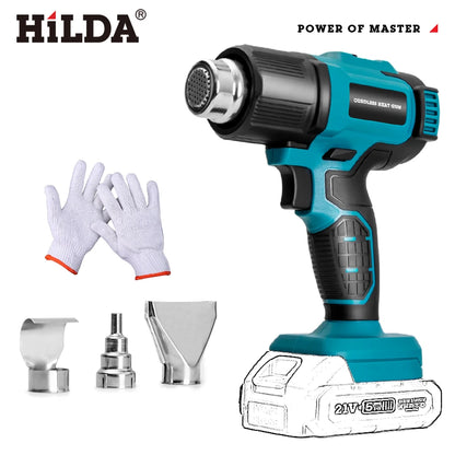 HIDLA 21V Handheld Hot Air Gun Temperature Rechargeable Cordless Two Styles For Makita Battery Electric Heating Gun With Nozzle