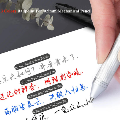 Multifunctional 4-color-in-one gravity-sensing pen metal ballpoint pen/Mechanical Pencil,Black/Red/Blue Ink Oil Signing canetas
