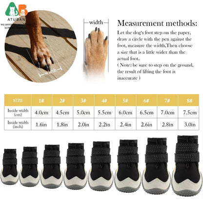 ATUBAN Dog Shoes for Large Size Dogs, Waterproof Medium Large Dog Boots, for Hot Pavement Winter Snow Hiking Breathable Elastic