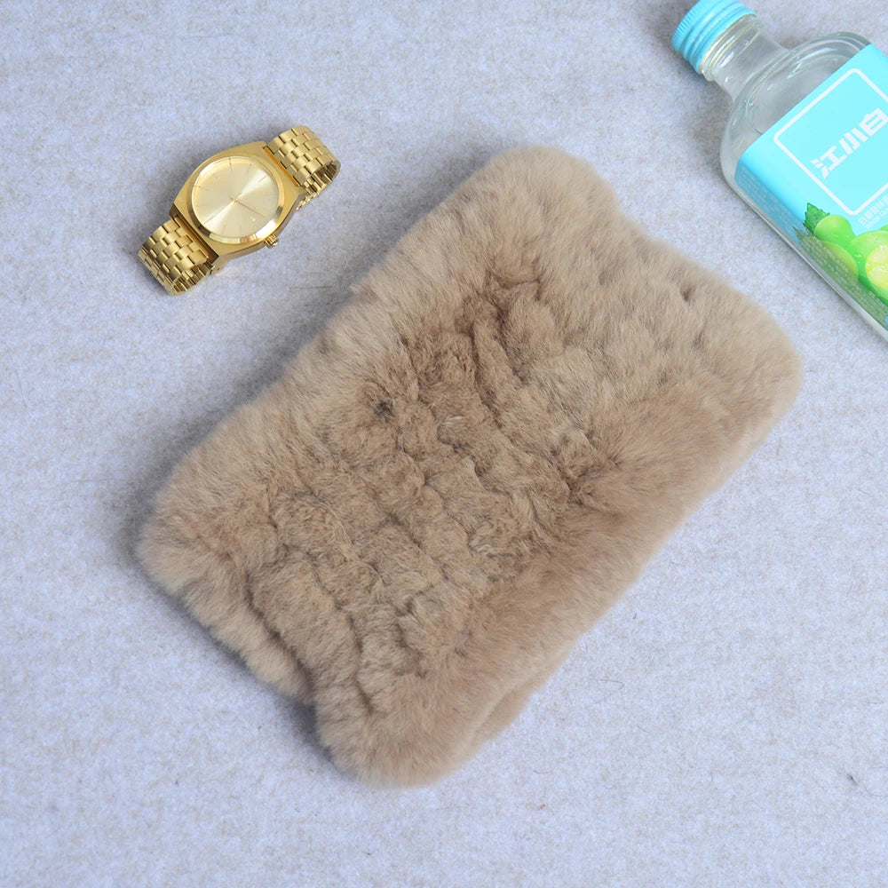 Women Handmade Stretch 100% Real Rabbit Fur Scarf Knit Genuine Rex Rabbit Fur Headbands Girls Natural Rabbit Fur Ring Scarves