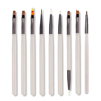 LINMANDA Nail Art Design Pen Painting Tools with Nail Extension Gel Brush Nail Gel Brush Salon at Home DIY Manicure 9Psc
