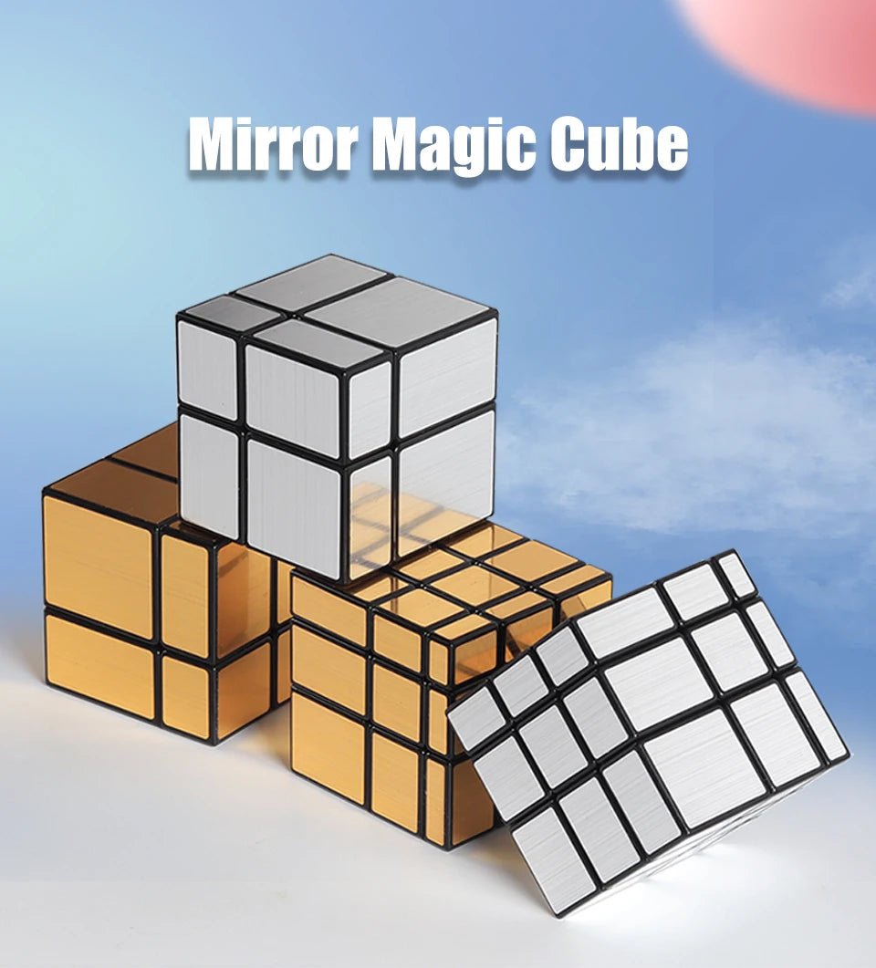 SENGSO Mirror Magic Cube 2x2 3x3 Golden Silver Magic Cubo Profession Puzzle High Quality Children's Toys