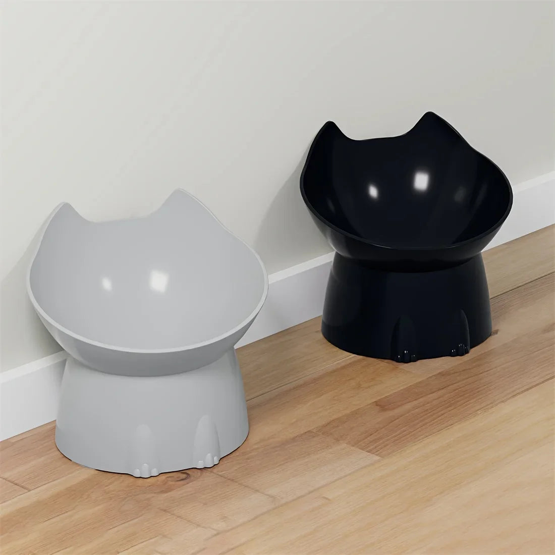 1pcs WhiskerWare Elevated Cat Bowl, Anti-Tip Plastic Raised Pet Feeding Dish with Tilted Edge, Neck Protection Kitty Food