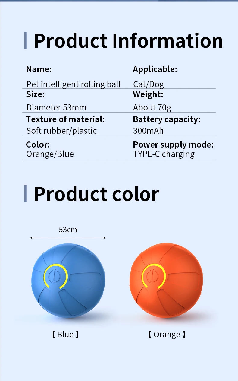 Smart Dog Toy Ball Automatic Interactive Pet Electronic Rolling USB Rechargeable Moving Bouncing for Puppy to Large Dog Chew Toy