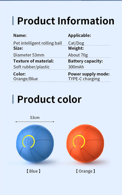 Smart Dog Toy Ball Automatic Interactive Pet Electronic Rolling USB Rechargeable Moving Bouncing for Puppy to Large Dog Chew Toy
