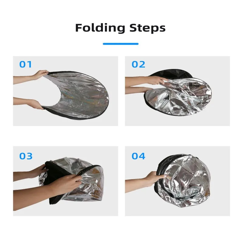 RF01 24" Reflector 5in1 30CM 60CM 80CM 110CM Silver White Gold Portable Collapsible Soft Light Round Photography for Studio 2in1