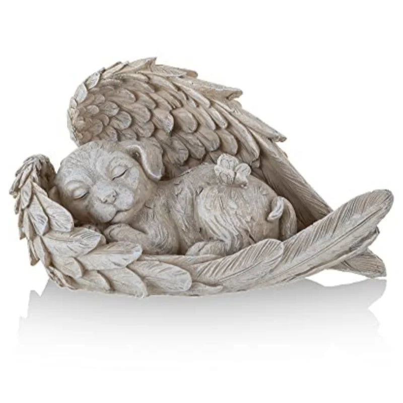 dog/Cat Angel Memorial Statue Commemorates Our Lost Fur Baby,Cat Figurines is Placed in The Outdoor Garden or Tombstone, Resin