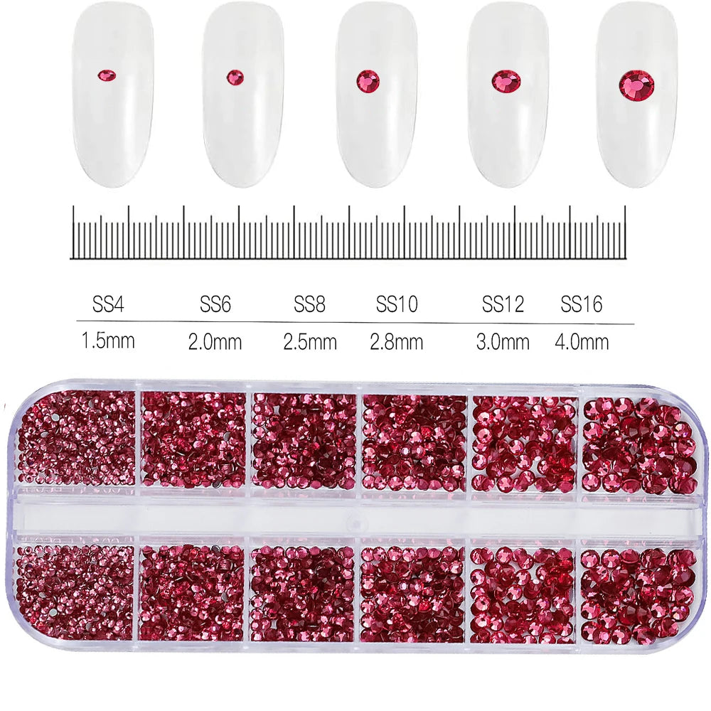 12Grids Mixed Mini Christmas Gems Nail Charms 2mm Luxury Crystal Nail Glitter Rhinestone Red/Green Flatback Christmas Nail Parts
