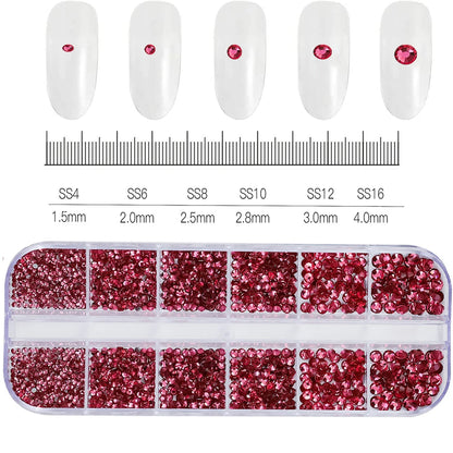 12Grids Mixed Mini Christmas Gems Nail Charms 2mm Luxury Crystal Nail Glitter Rhinestone Red/Green Flatback Christmas Nail Parts