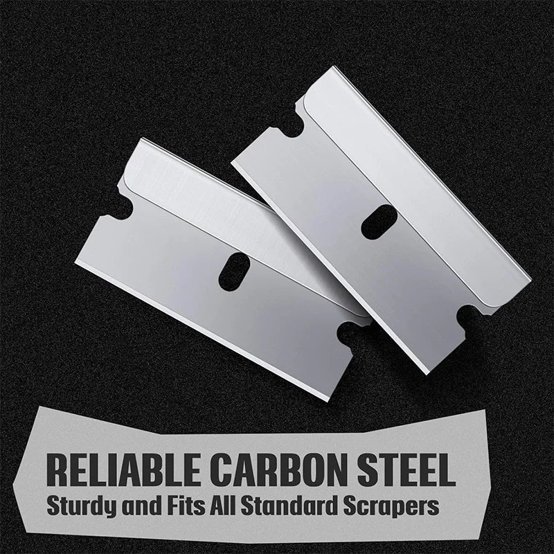 100Pcs Razor Scraper Blades Car Sticker Remover Window Glass Paint Scraper Cleaning Tool Steel Non Scratch Replacement Blades