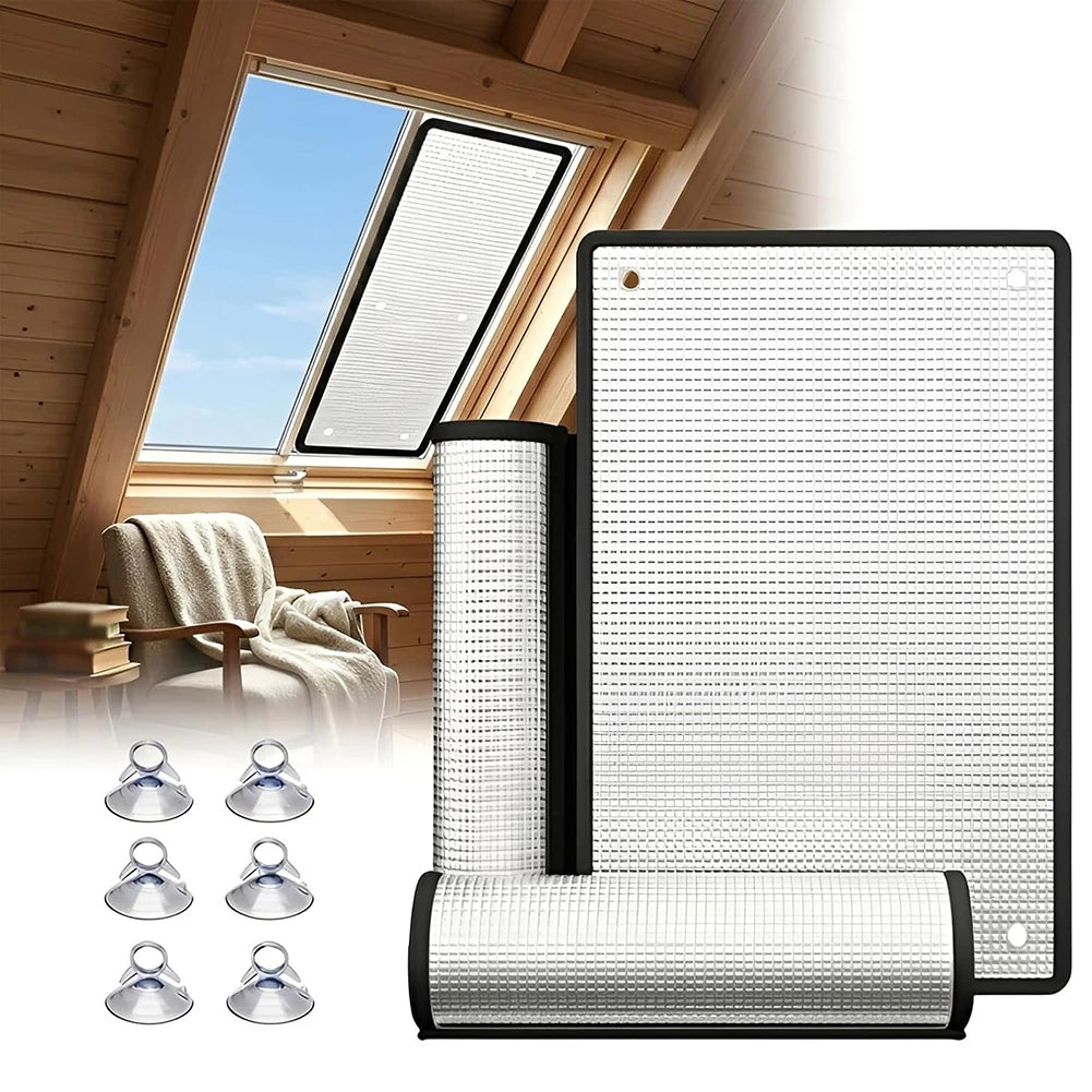 Thermal Insulation Window Film,Reusable Sun-Protective Heat-Insulating Aluminum Foil Blackouts Window Cover,With Suction Cup