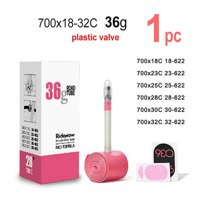 RideNow 700c Tpu Inner Tube 700Cx18-32C/32-47C Road Gravel Bike Plastic Valve & Removable Metal Valve Core External Thread Tube