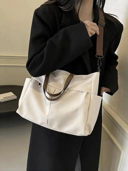 HOMEFISH Stylish Nylon Women's Tote Bag Shoulder Handbag with Large Capacity And Two Pockets for Commuting