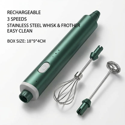 1 PCS USB Rechargeable Handheld Egg Beater 3 Speeds Electric Milk Frother Foam Maker Mixer Coffee Drink Frothing Wand Foamer