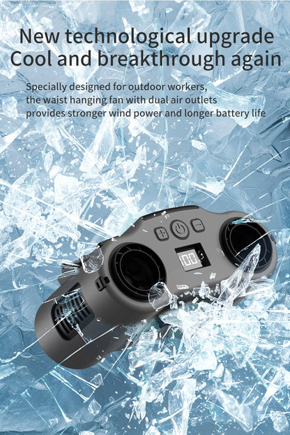 Portable Waist Clip Fan Mini USB Charging Hanging Fan with LED Flashlight Outdoor Single/dual Air Outlet Fan 20000/10000Mah F6/7