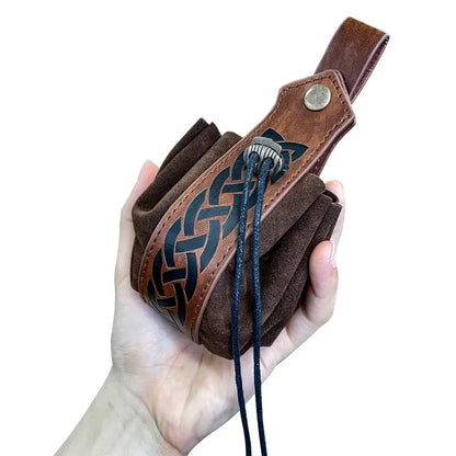 Vintage Waist Bag Belt Pouch Men's Pu Leather Punk Viking Medieval Coin Purse Viking Style Medieval Vintage Portable Coin Purse