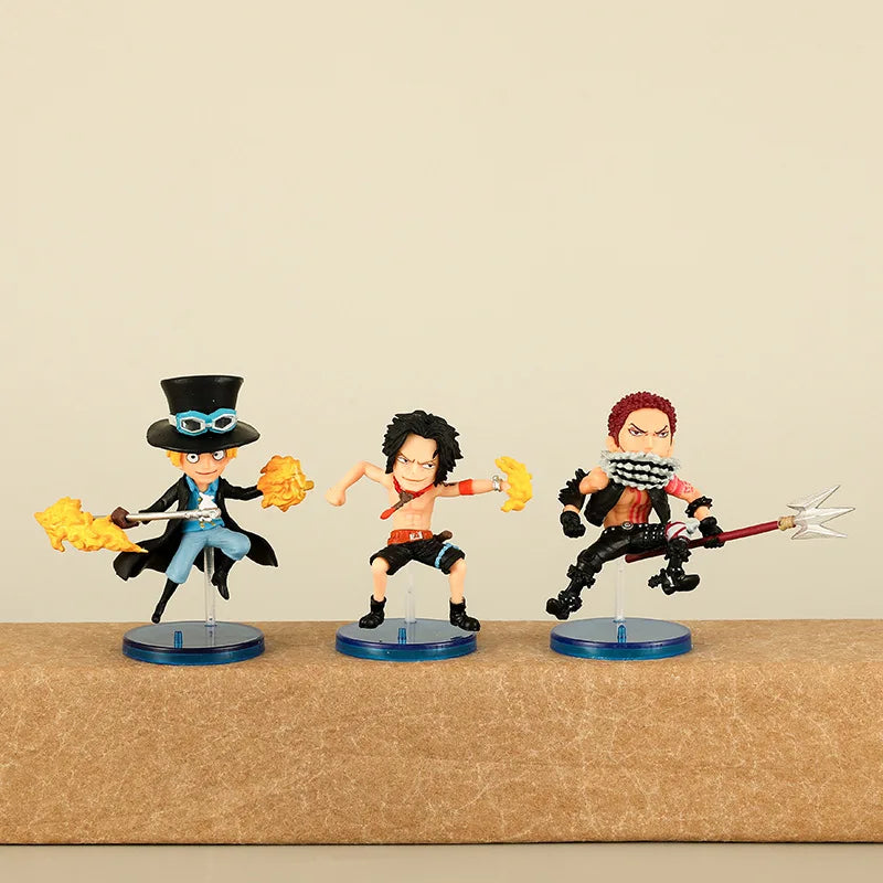 9pcs/set One Piece Zoro Ace Sabo Shanks Edward Hancock Yamato Katakuri Roger Anime Figure Toys Collection Model Ornaments