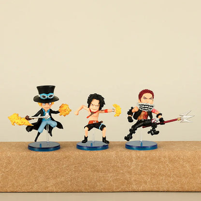 9pcs/set One Piece Zoro Ace Sabo Shanks Edward Hancock Yamato Katakuri Roger Anime Figure Toys Collection Model Ornaments