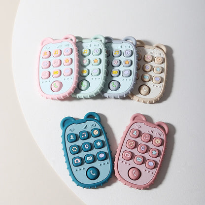 New Baby Teether Mobile Phone Shape Silicone Teether Teething Toy Kids Sensory Educational Toy Baby Gift Set