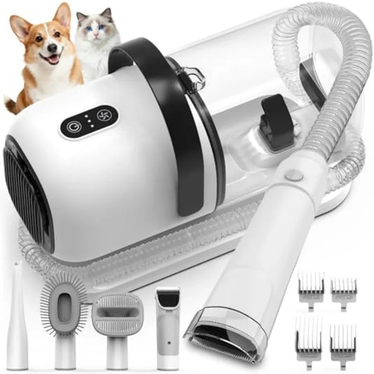 Dog Grooming Vacuum All-in-One Pet Grooming Kit with Hair Clipper and Shedding Brush Low Noise 12 000Pa Dog Hair Remover Vacuum