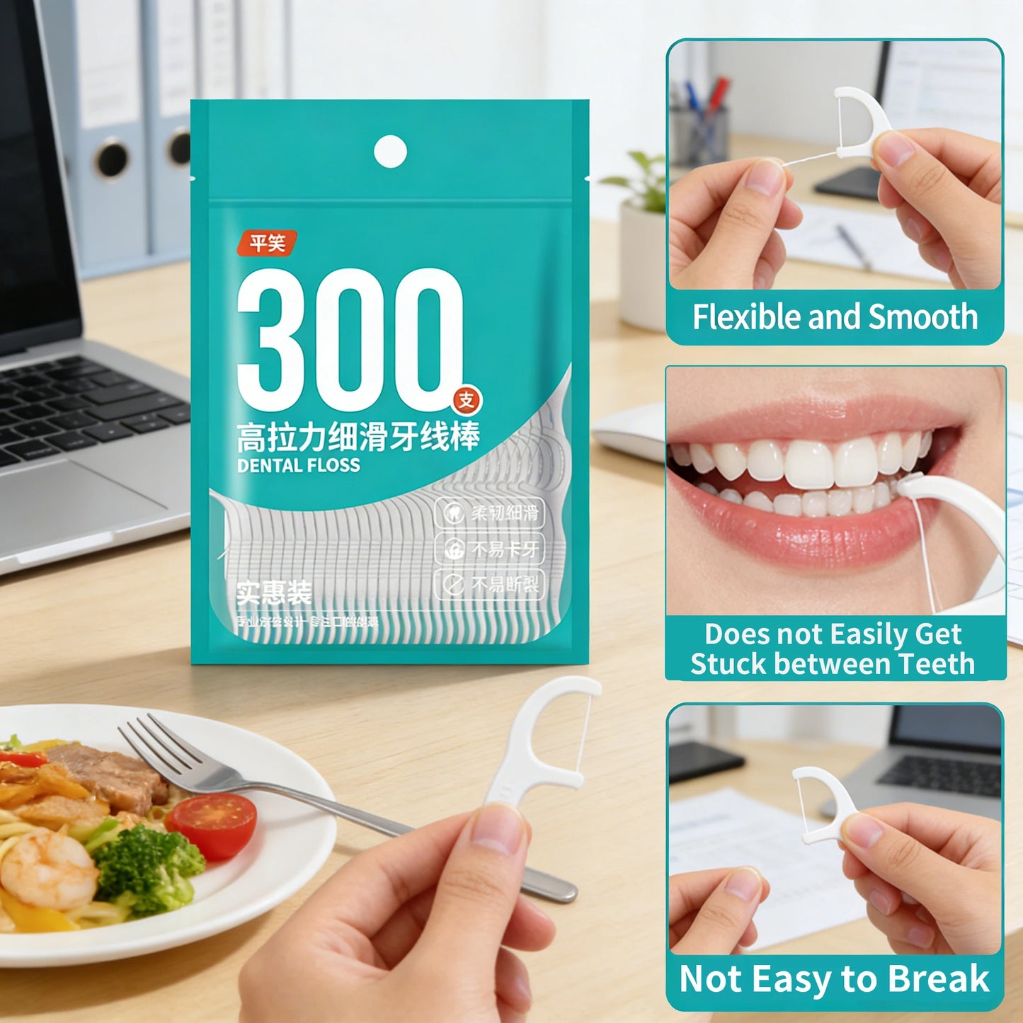 600PCS Dental Floss Picks Interdental Brush Toothpicks Oral Hygiene Care Clean between Teeth Floss Picks for Better Dental Healt