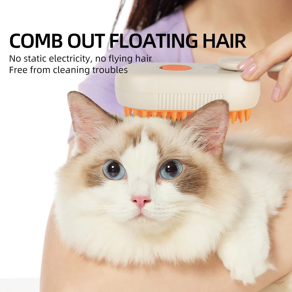 Rechargeable Pet Spray Brush for Long Hair Animals Cat Dog Massage Comb Steam Cleaning Hair Stuff mascotas Grooming Accessories