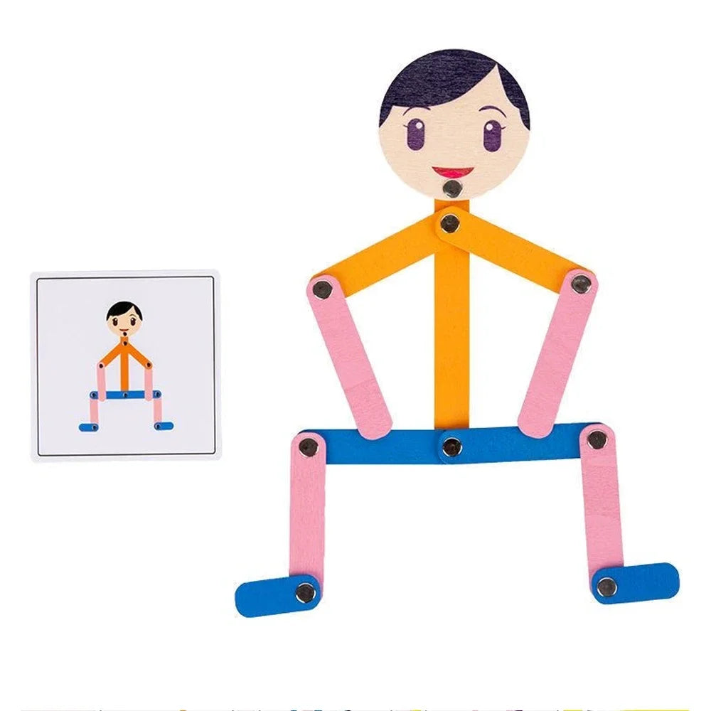 Sport Wooden Man Material DIY Puzzle Toys Boards Educational Game Early Learning Toy for Children Preschool Fine Motor Training