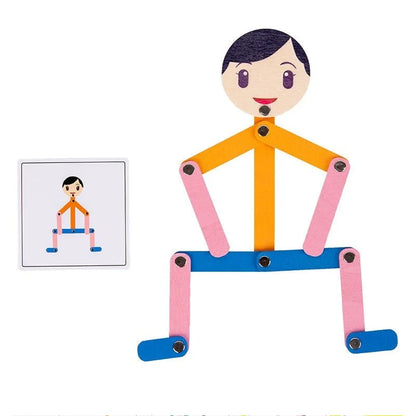 Sport Wooden Man Material DIY Puzzle Toys Boards Educational Game Early Learning Toy for Children Preschool Fine Motor Training