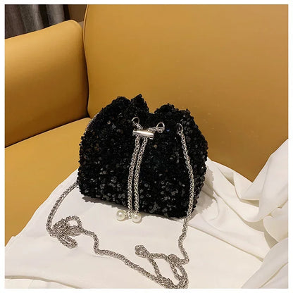 Crossbody Bags Sequin Women's New Korean Bucket Bag Bright Eyes Style Fashion Crossbody Dinner Single Shoulder Bags