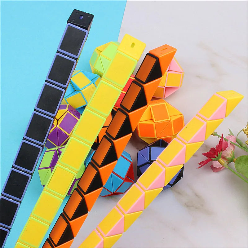1/3/6Pcs/sets Folding Magic Snake Ruler Puzzle Antistress Cube Educational Toy Kids Birthday Party Favors Bags School Reward