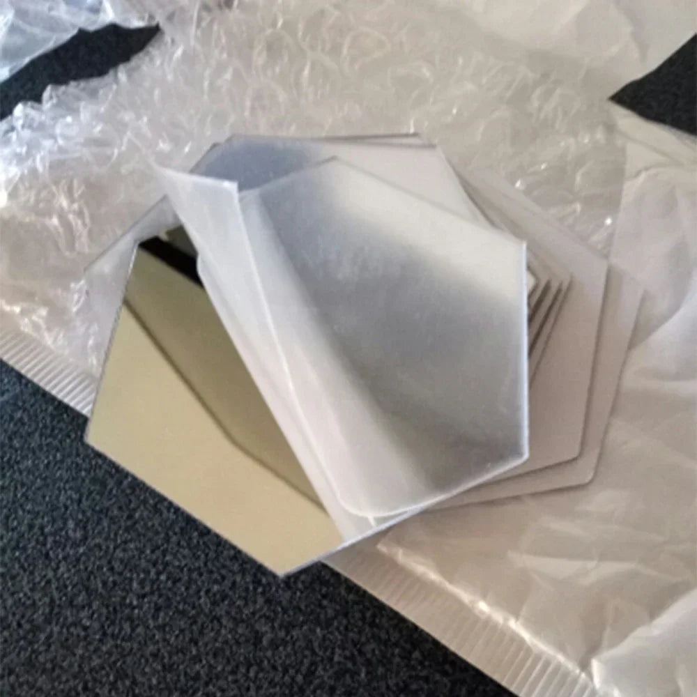 6/12pc Hexagon Mirror Wall Stickers 3D DIY Acrylic Mirror Sticker Self Adhesive Decals Removable Living Room Bathroom Home Decor