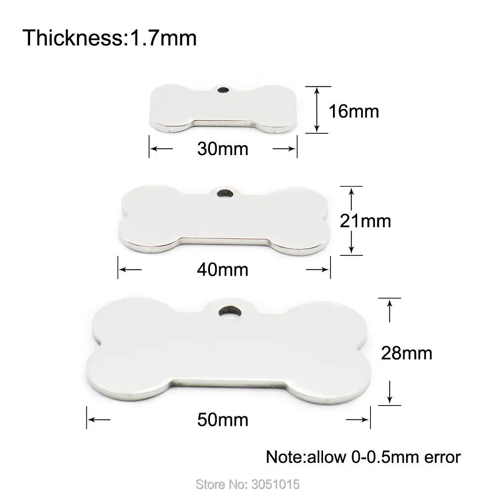 20pcs cat dog ID tag dog Personalized Stainless steel Collar bone pet Charm Pet name pendant Bone Necklace Collar Puppy plate