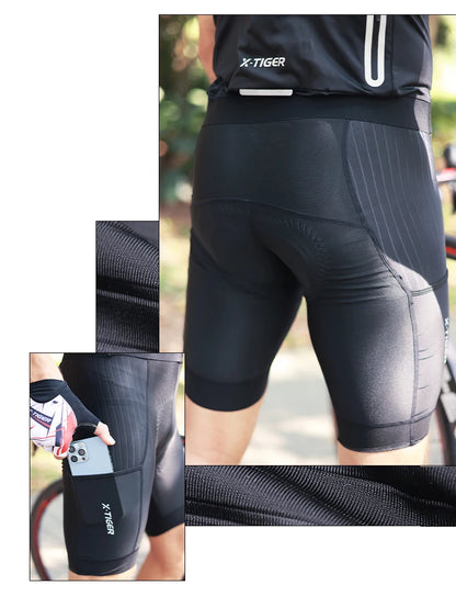 X-TIGER  Cycling Shorts Men Double Arrow Cushion Pad MTB Road Anti Slip Bike Shorts 7 Hours Ride Breathable Lycra Shorts