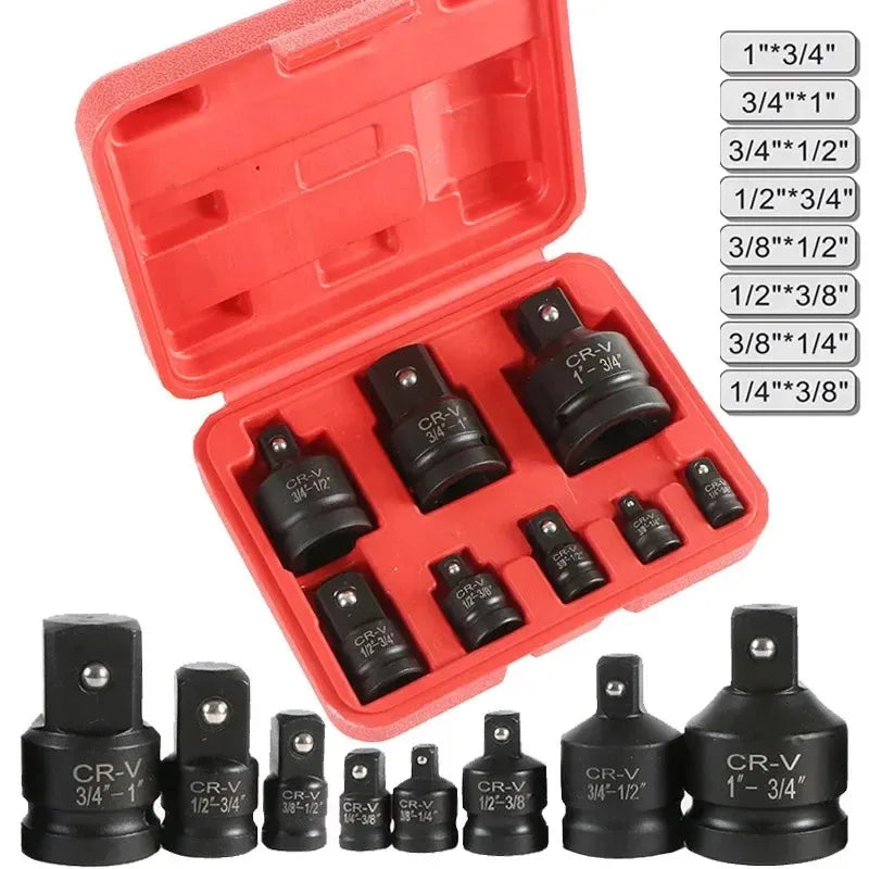 Professional 4/6/8/10 Impact Socket Wrench Adapter Set 1/4 3/8 1/2 3/4 Inch Square Drive Adaptor Reducer Spanner Tool ﻿with Case