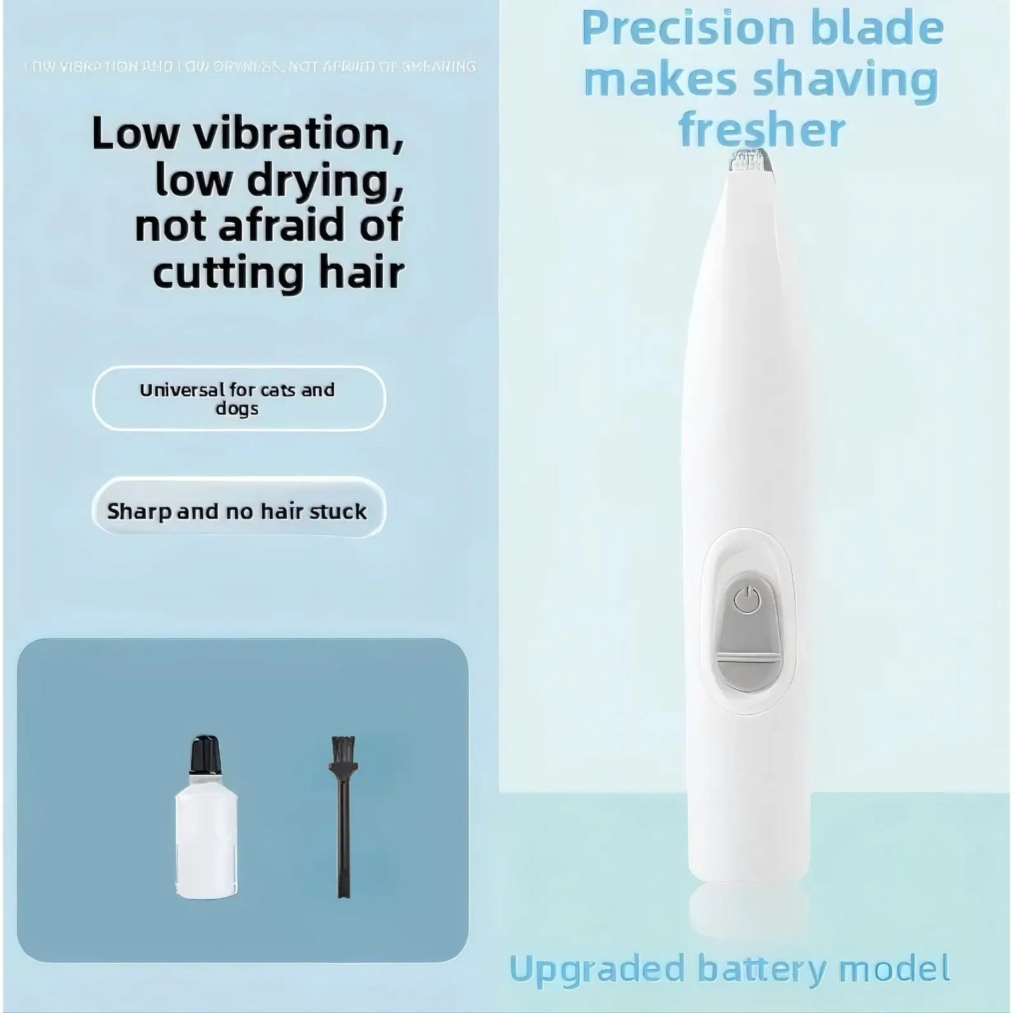 Pet electric clipper, pet foot hair trimmer, 360 ° pet hair trimmer, pet beauty and hairdressing trimmer, USB charging 500mah