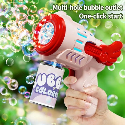 Fully Automatic Bubble Gun Rocket Bubbles Machine Automatic Blower with Bubble Liquid Toy for Kids Beach Outdoor Bubble Gifts