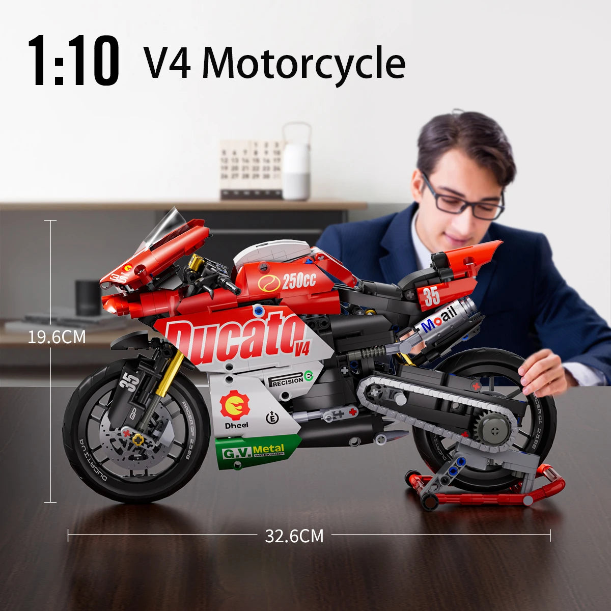 Technical V4 Motorcycle Building Blocks Set Famous Super Motorbike Model Kit Racing Bricks Teens Assembled Toys Gifts For Boys